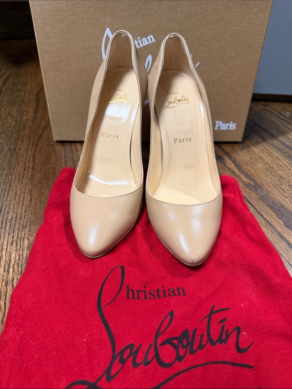 Christian Louboutin Nude Leather Round-Toe Pumps. SOLD OUT on CL site
